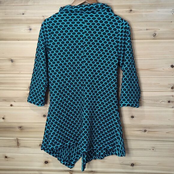 Yushi Top Womens Top Small Teal and Black Textured Tunic Art - Picture 5 of 8